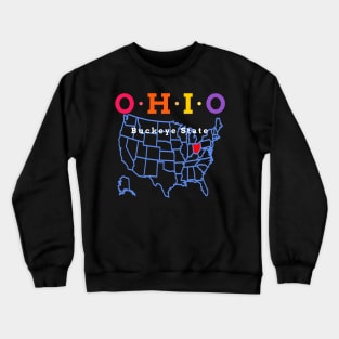 Ohio, USA. Buckeye State. (With Map) Crewneck Sweatshirt